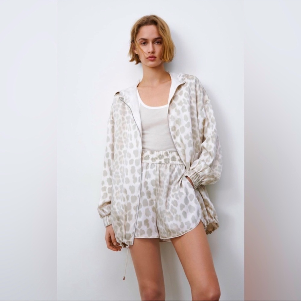 Zara Cream Animal Print Bomber Jacket - NWT